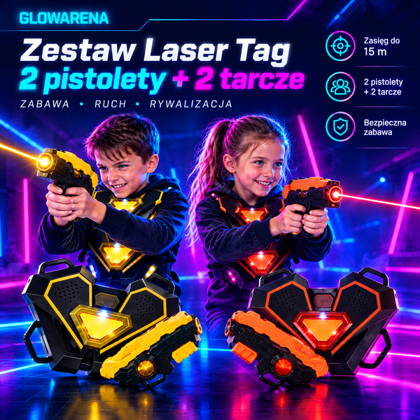 Zestaw Laser Tag – 2 pistolety + 2 tarcze na podczerwień